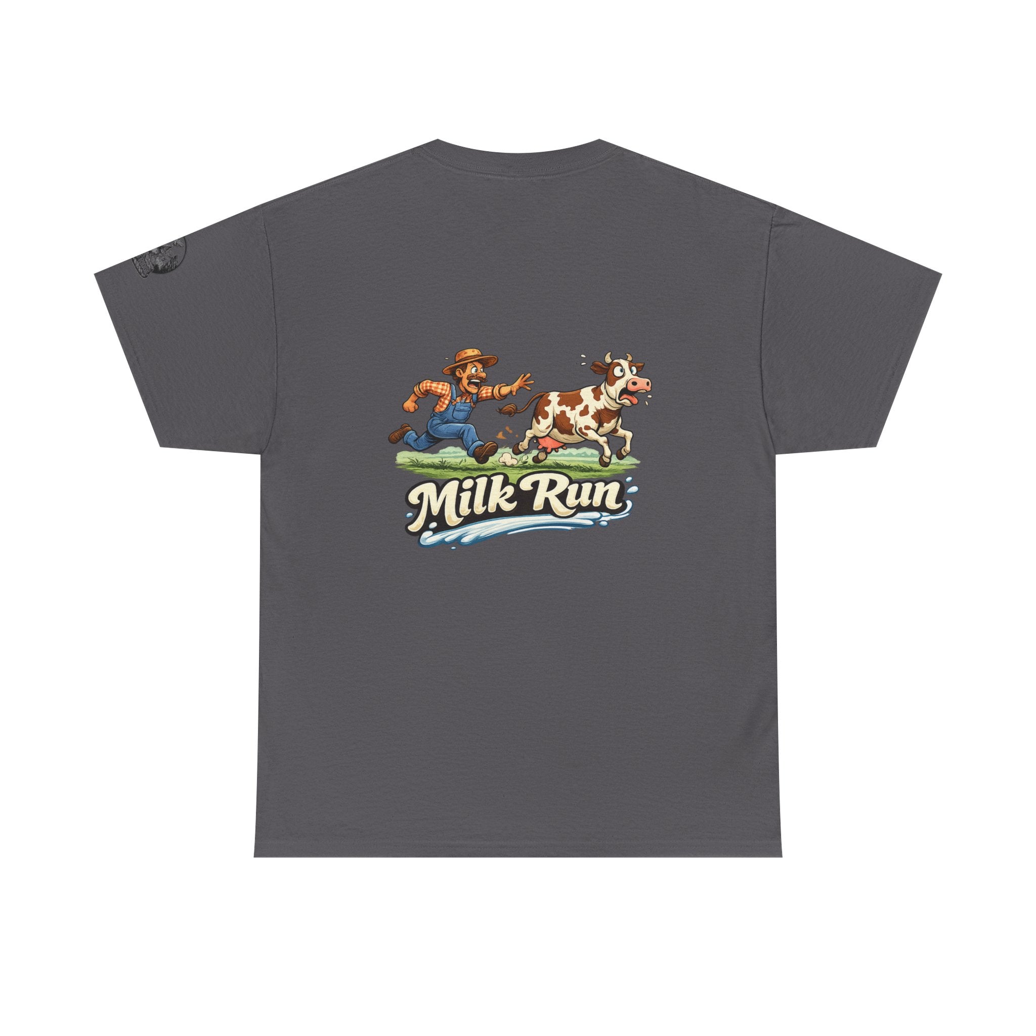 Milk Run T-Shirt — Retro Farmer & Cow Graphic Tee