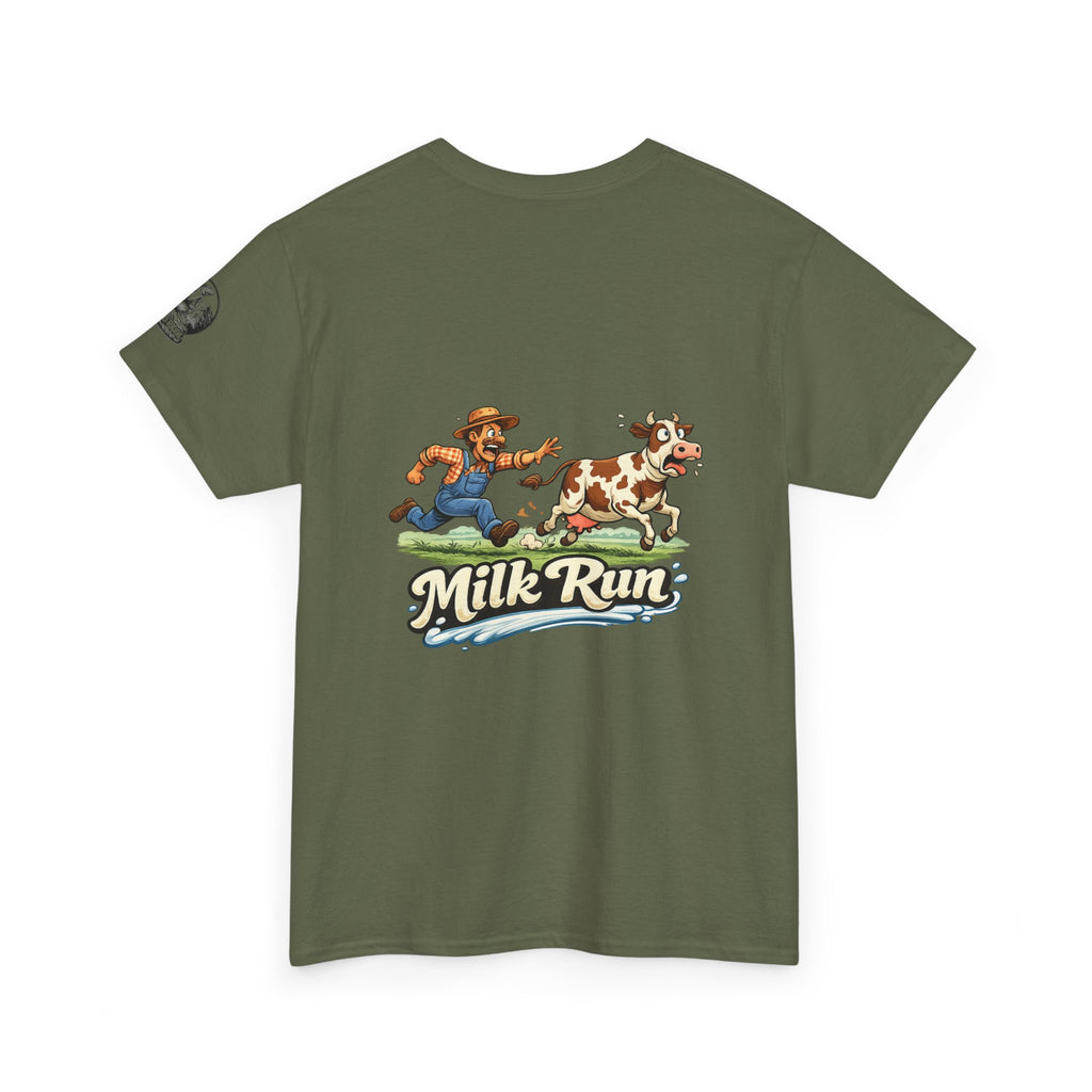 Milk Run T-Shirt — Retro Farmer & Cow Graphic Tee