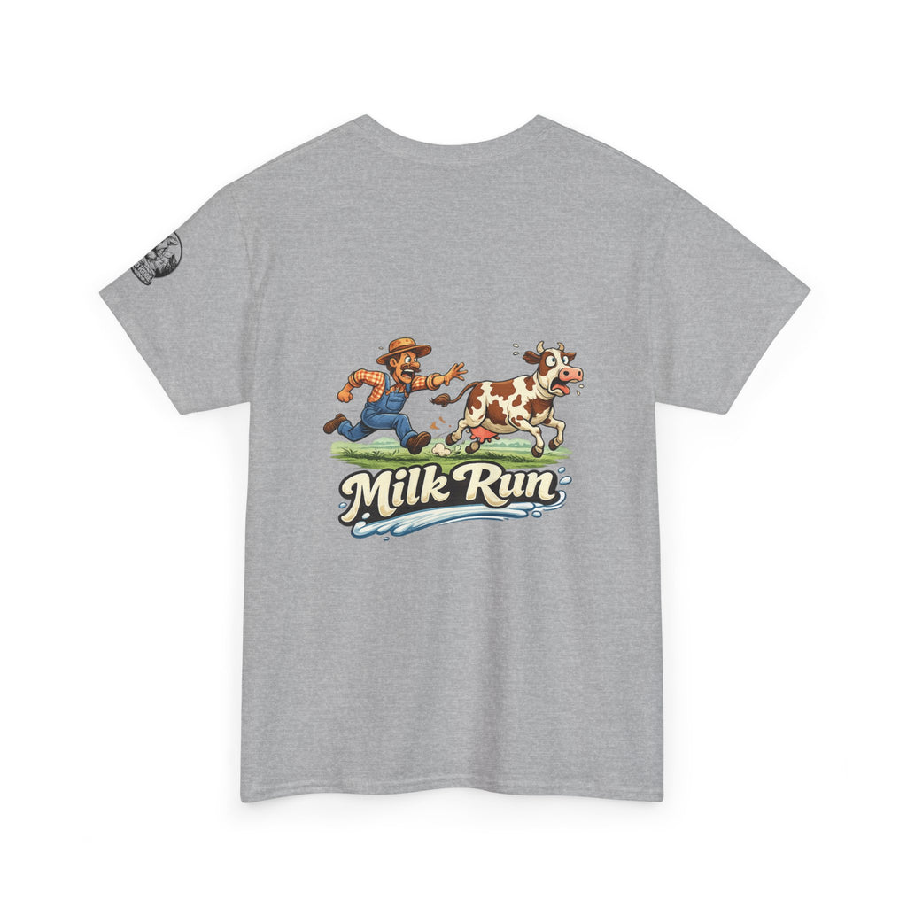 Milk Run T-Shirt — Retro Farmer & Cow Graphic Tee
