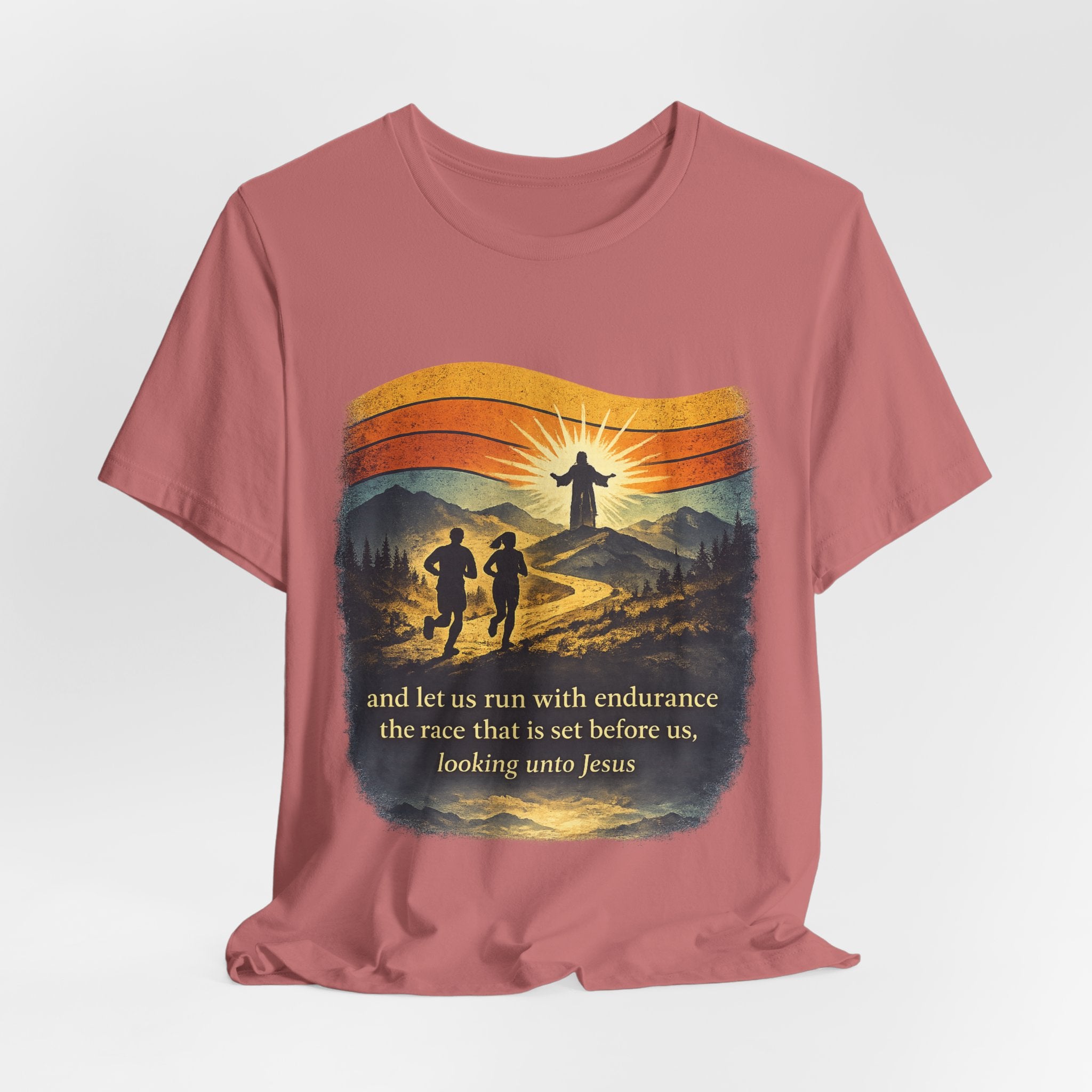 Christian Running Tee — "Run with Endurance, Looking Unto Jesus" T-Shirt
