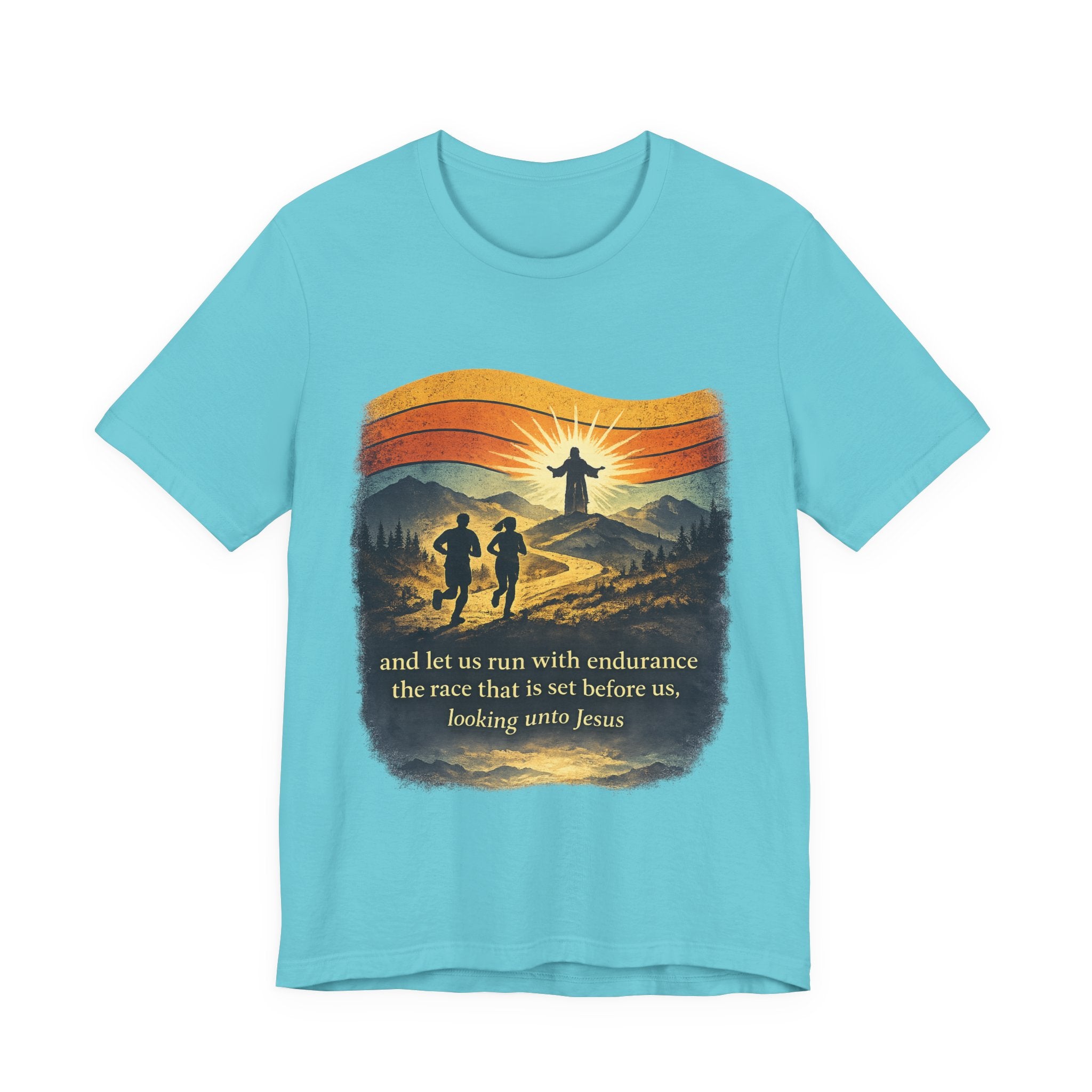 Christian Running Tee — "Run with Endurance, Looking Unto Jesus" T-Shirt