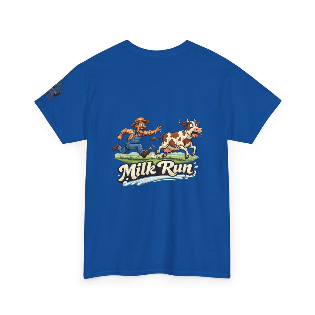 Milk Run T-Shirt — Retro Farmer & Cow Graphic Tee