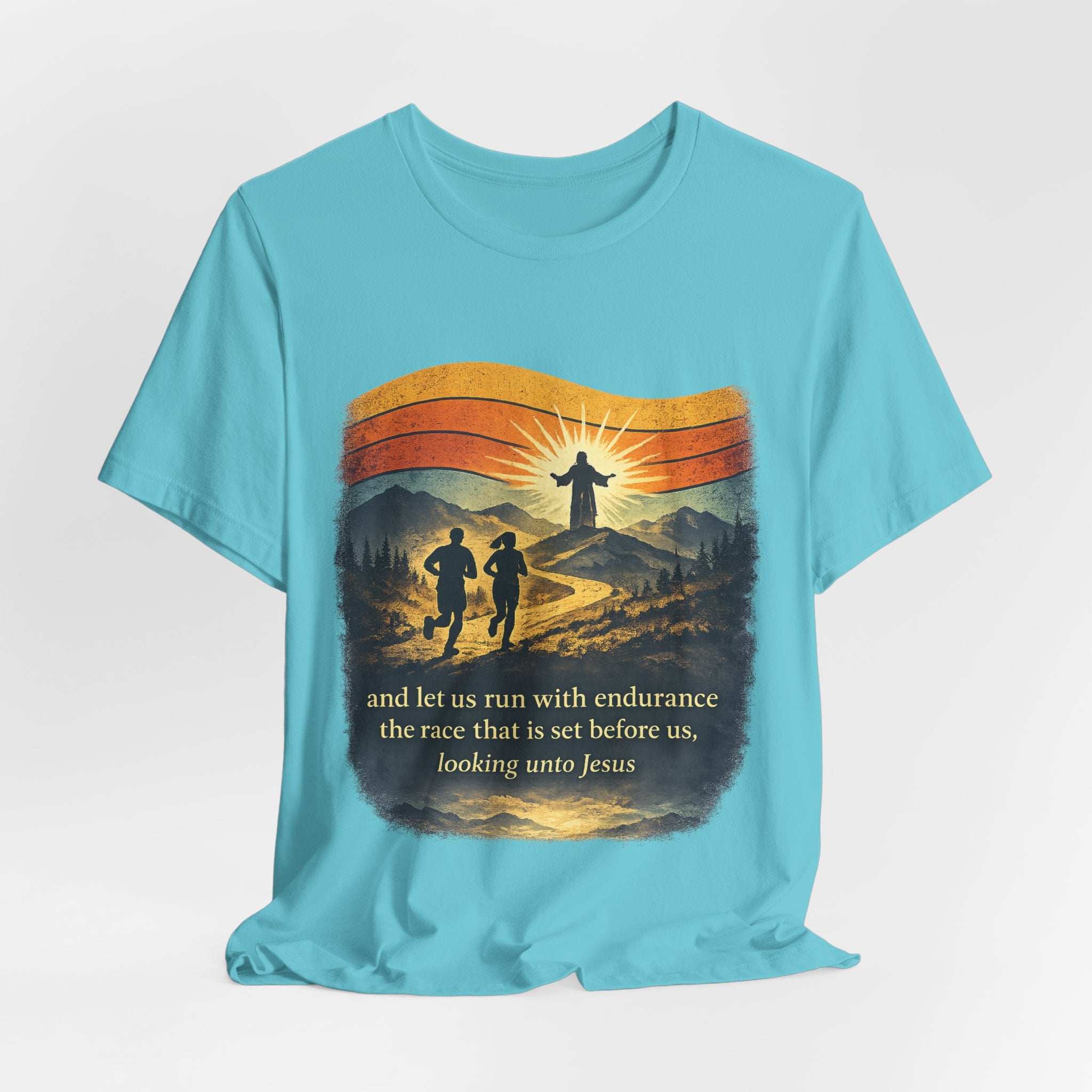 Christian Running Tee — "Run with Endurance, Looking Unto Jesus" T-Shirt