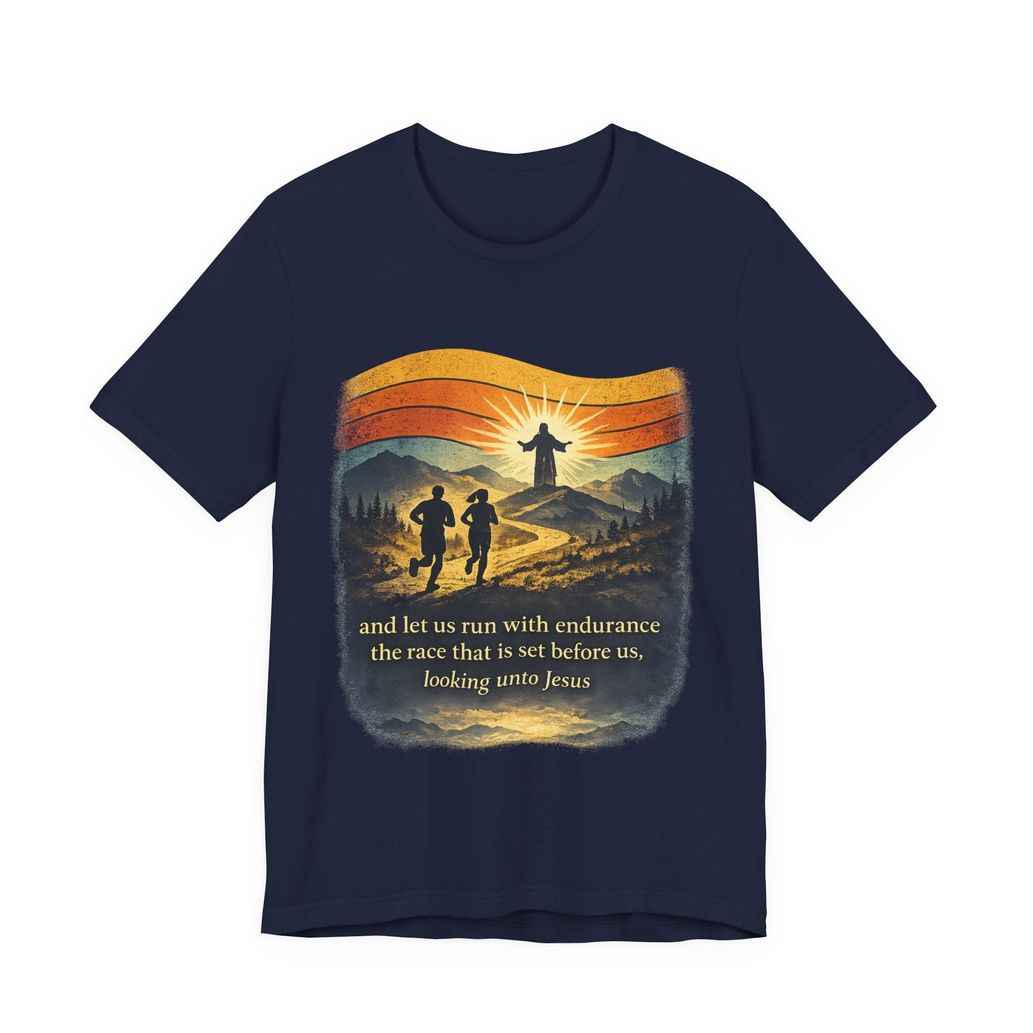 Christian Running Tee — "Run with Endurance, Looking Unto Jesus" T-Shirt