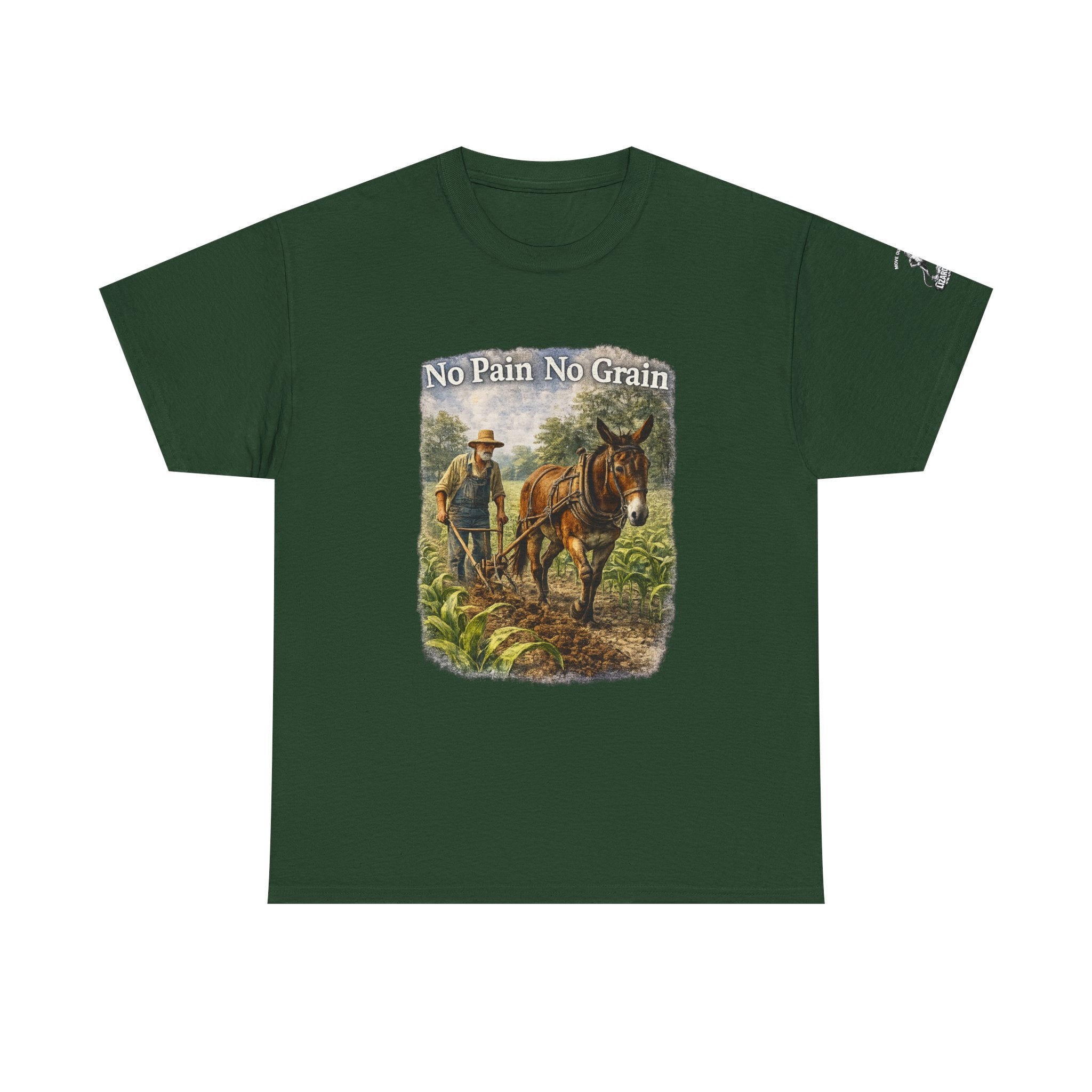 T-Shirt — "No Pain No Grain" Vintage Farmer Horse Graphic Tee