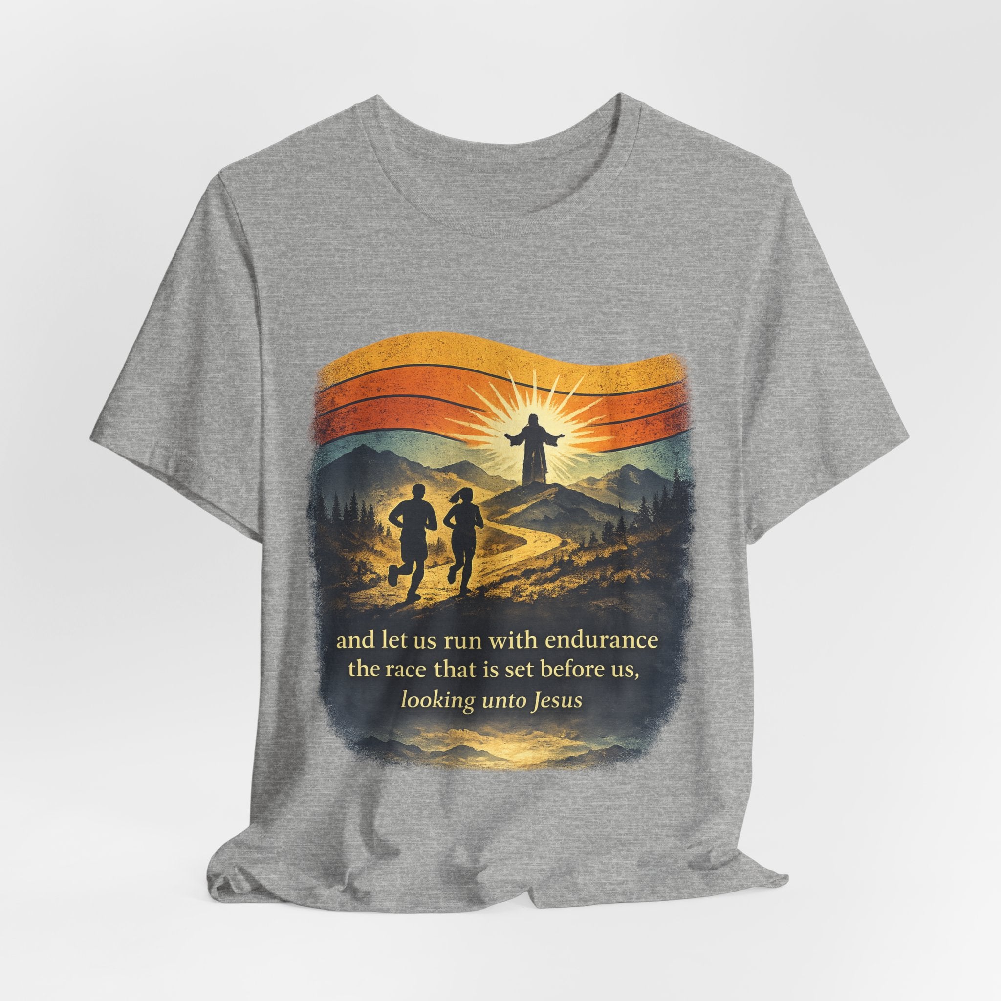 Christian Running Tee — "Run with Endurance, Looking Unto Jesus" T-Shirt