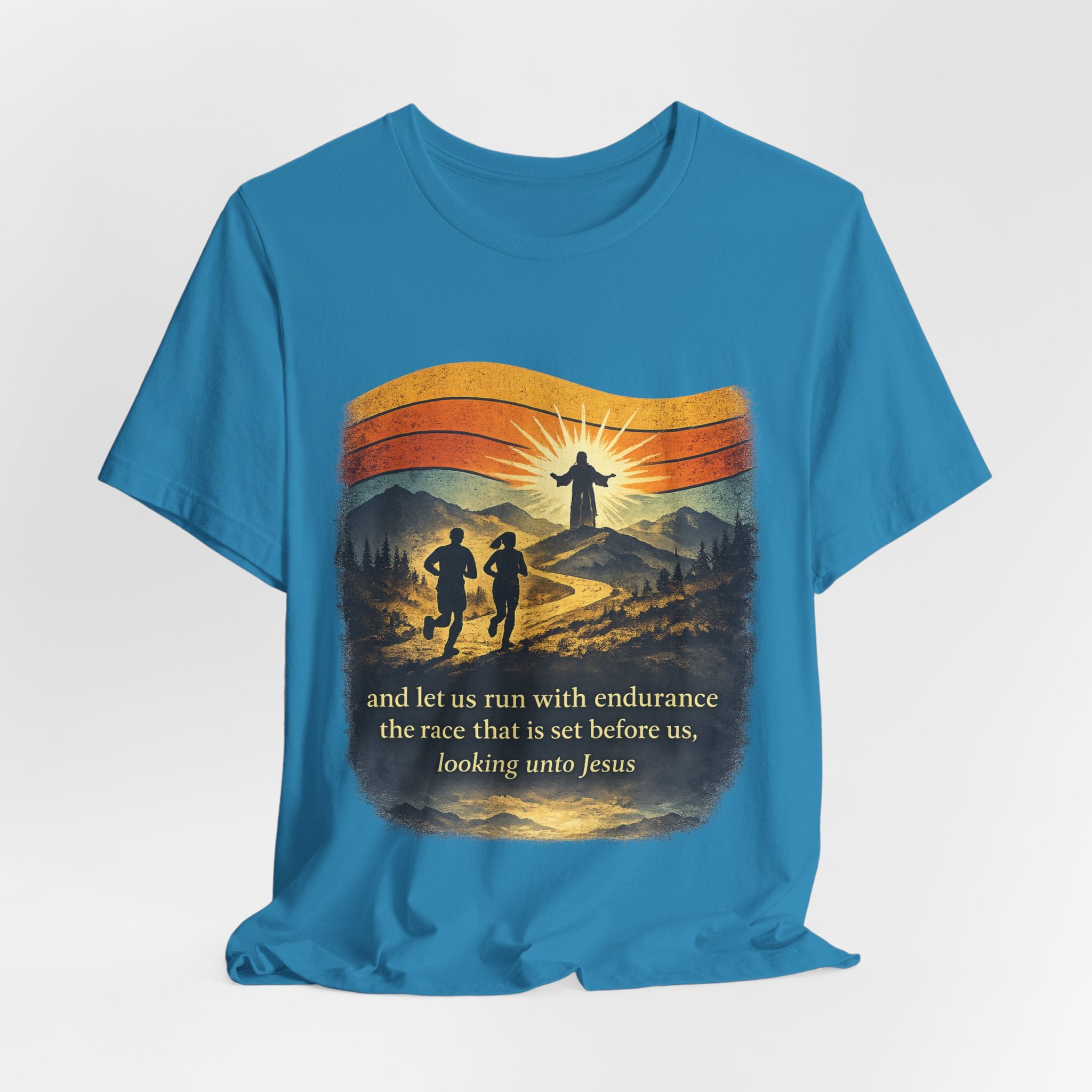 Christian Running Tee — "Run with Endurance, Looking Unto Jesus" T-Shirt