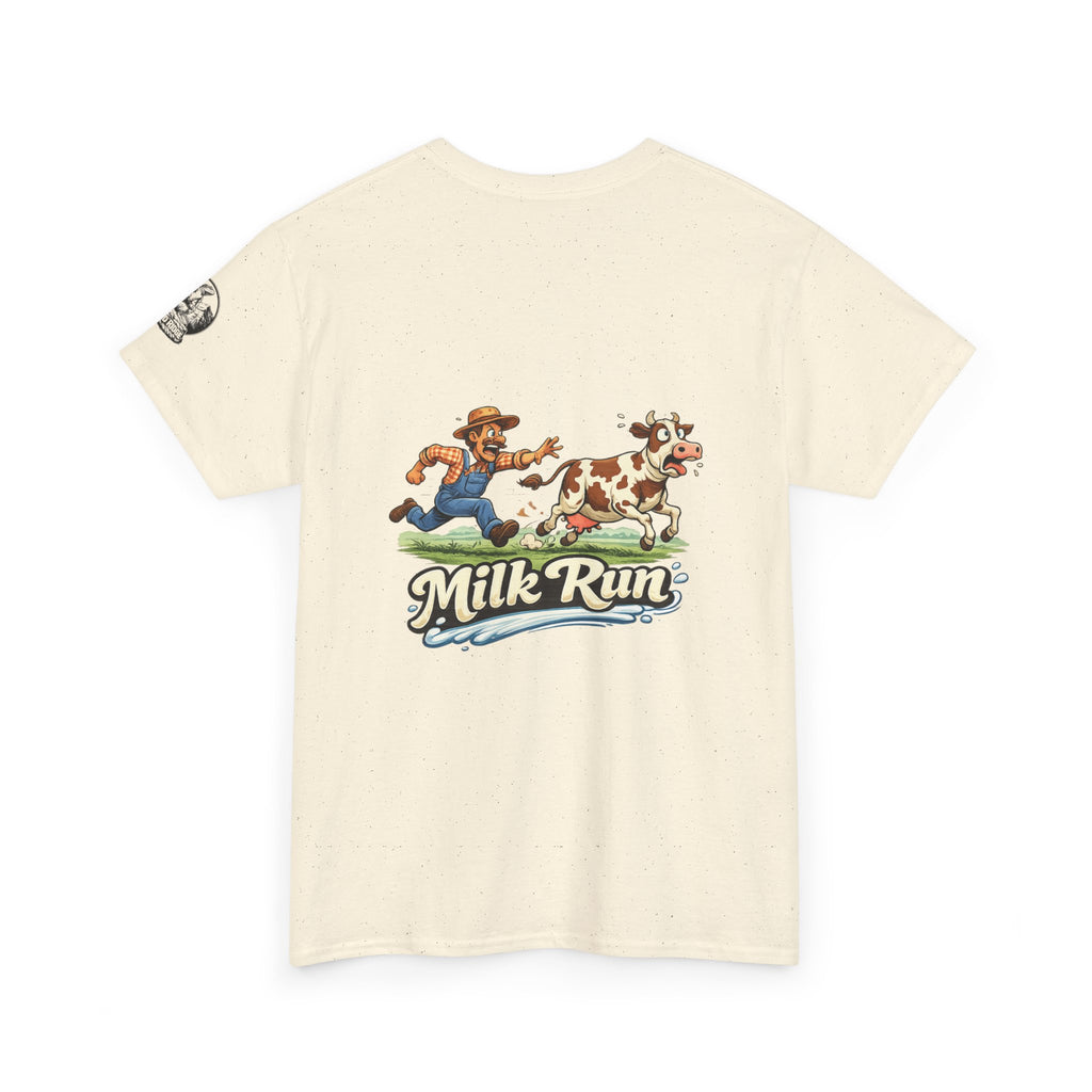 Milk Run T-Shirt — Retro Farmer & Cow Graphic Tee