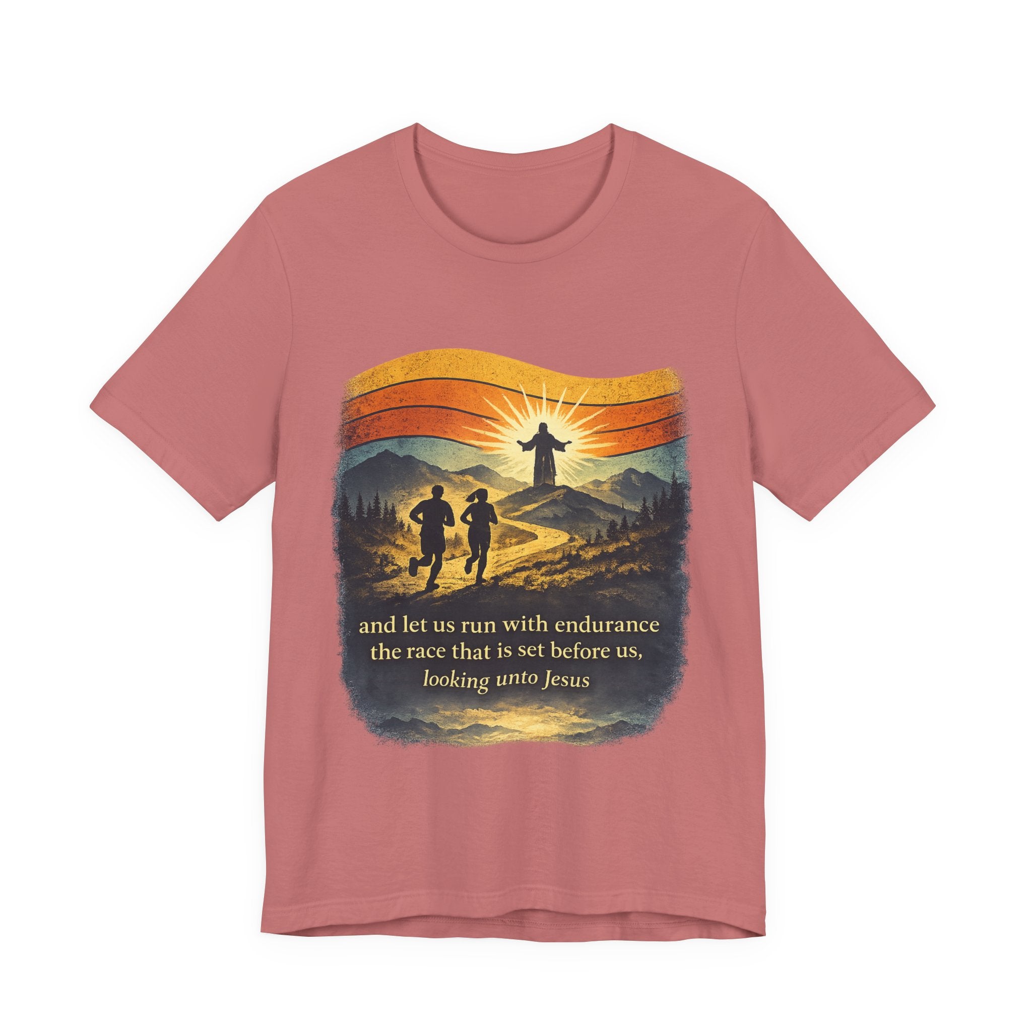 Christian Running Tee — "Run with Endurance, Looking Unto Jesus" T-Shirt