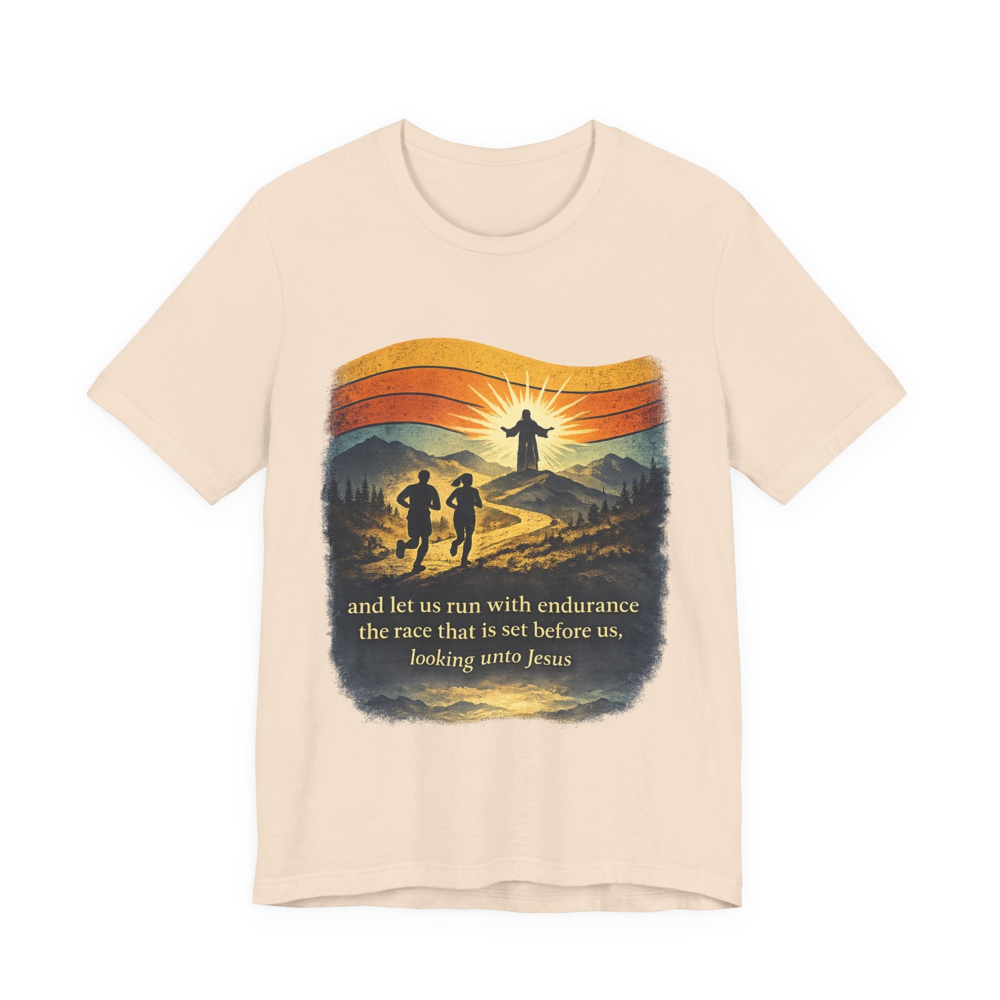 Christian Running Tee — "Run with Endurance, Looking Unto Jesus" T-Shirt