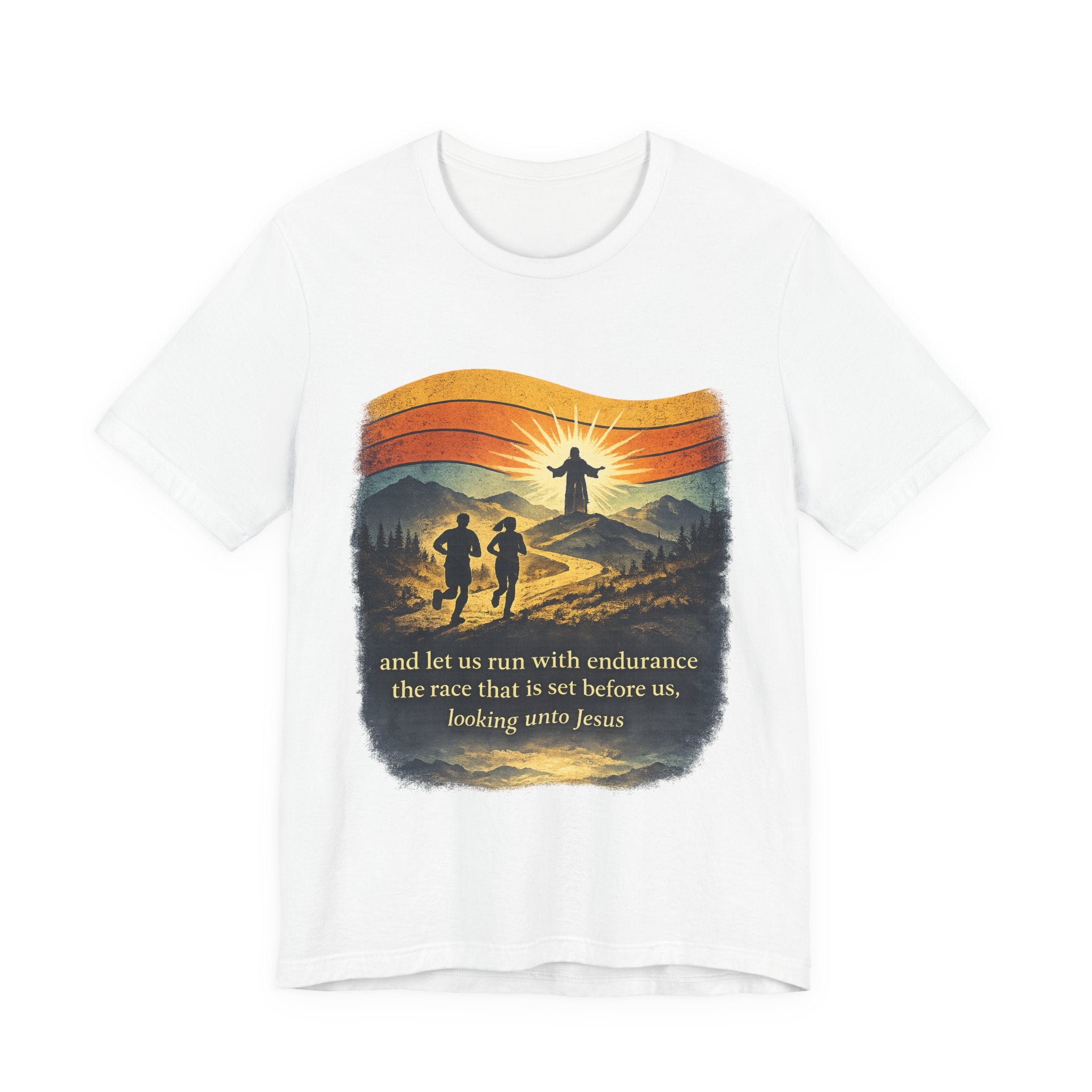 Christian Running Tee — "Run with Endurance, Looking Unto Jesus" T-Shirt