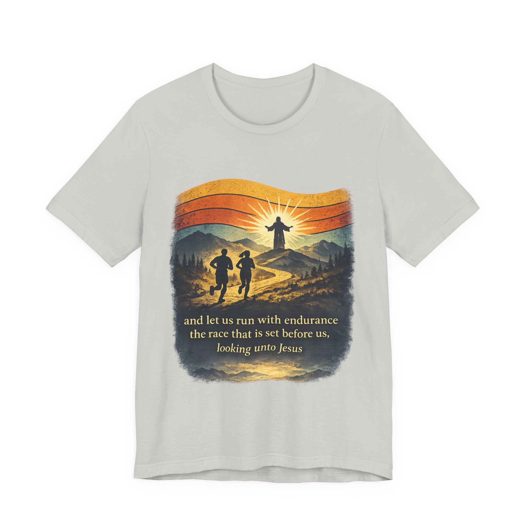 Christian Running Tee — "Run with Endurance, Looking Unto Jesus" T-Shirt