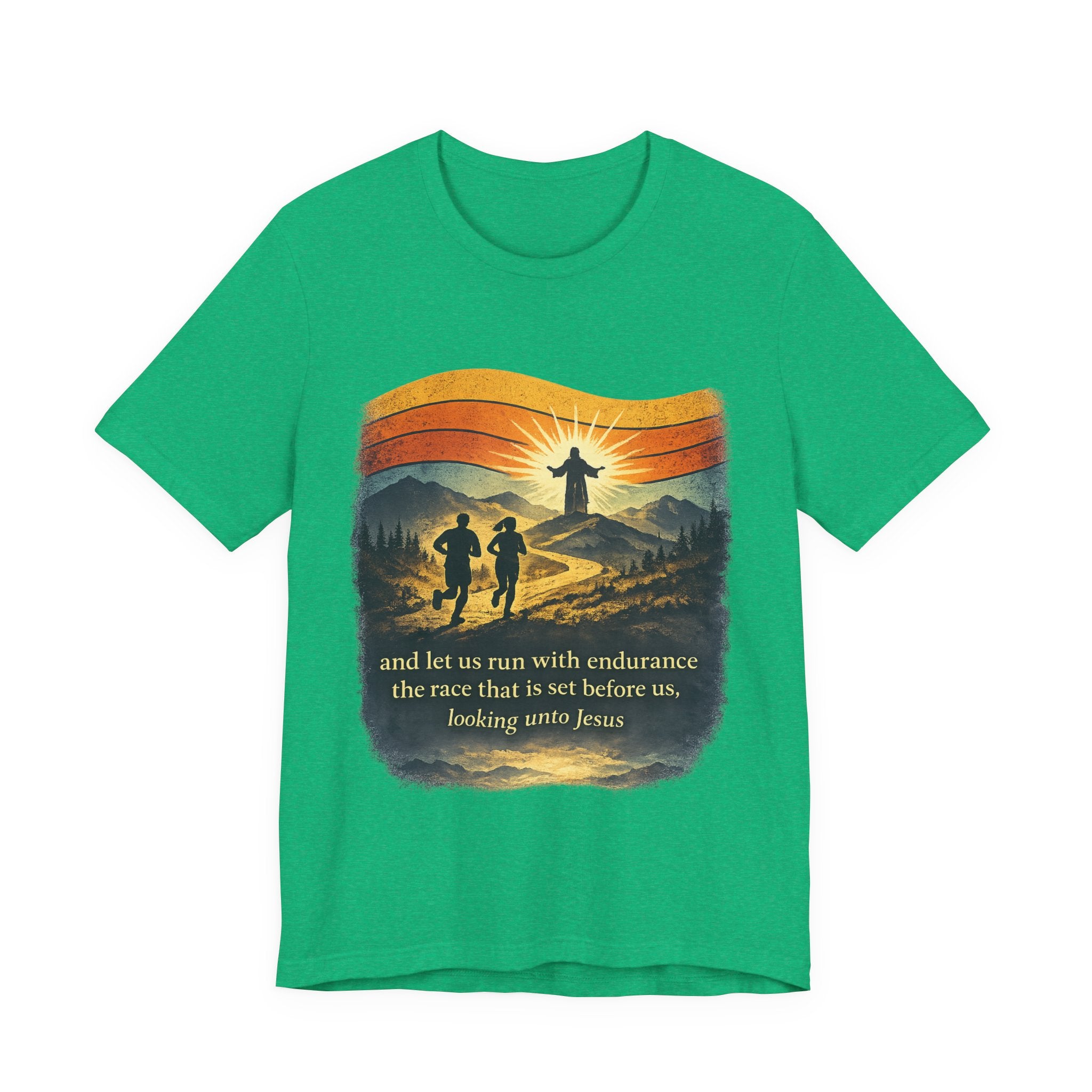 Christian Running Tee — "Run with Endurance, Looking Unto Jesus" T-Shirt