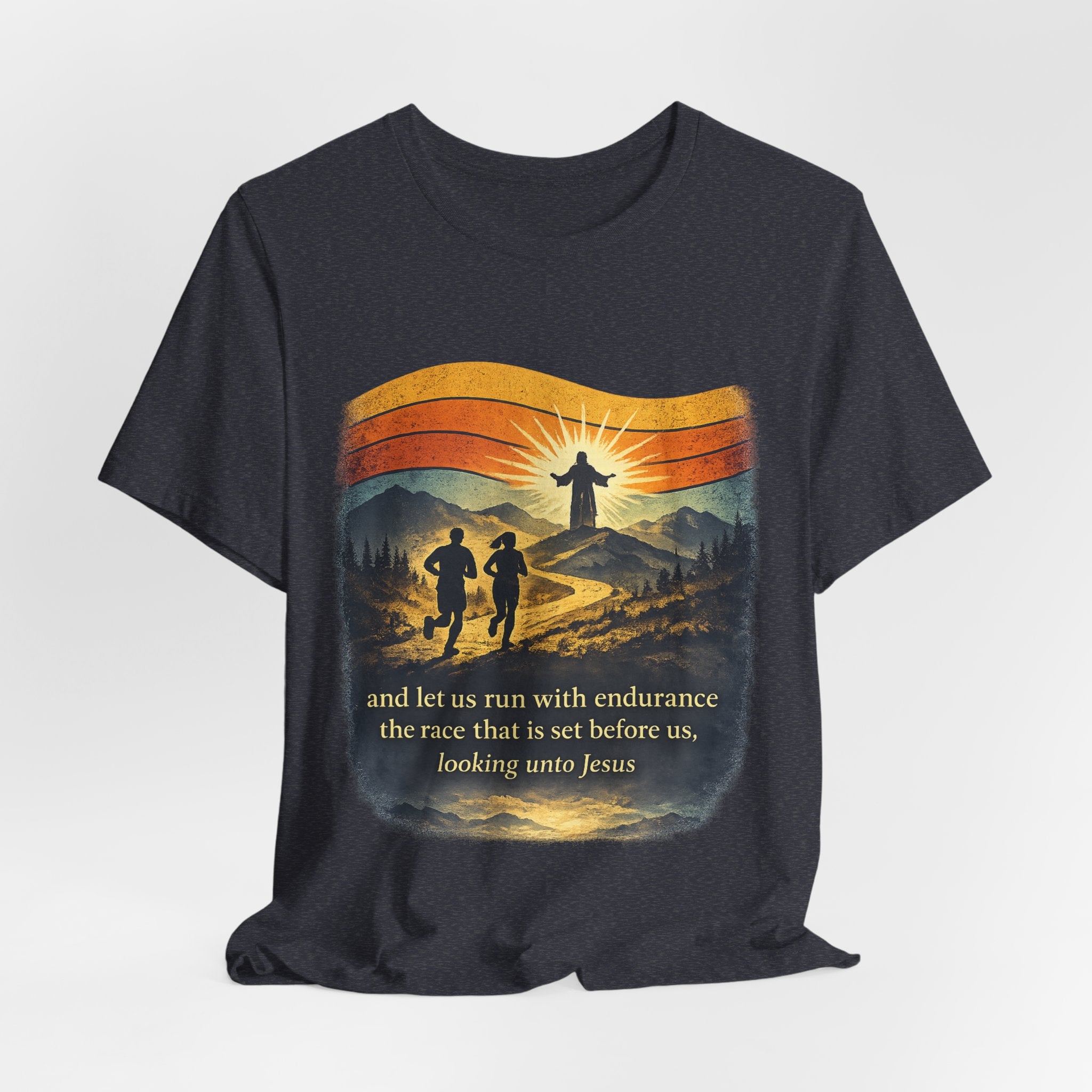 Christian Running Tee — "Run with Endurance, Looking Unto Jesus" T-Shirt