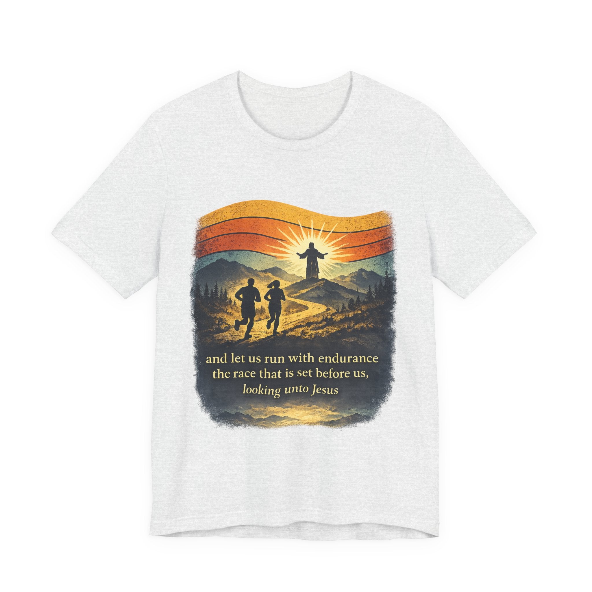 Christian Running Tee — "Run with Endurance, Looking Unto Jesus" T-Shirt