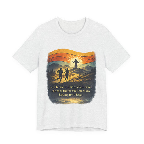 Christian Running Tee — "Run with Endurance, Looking Unto Jesus" T-Shirt