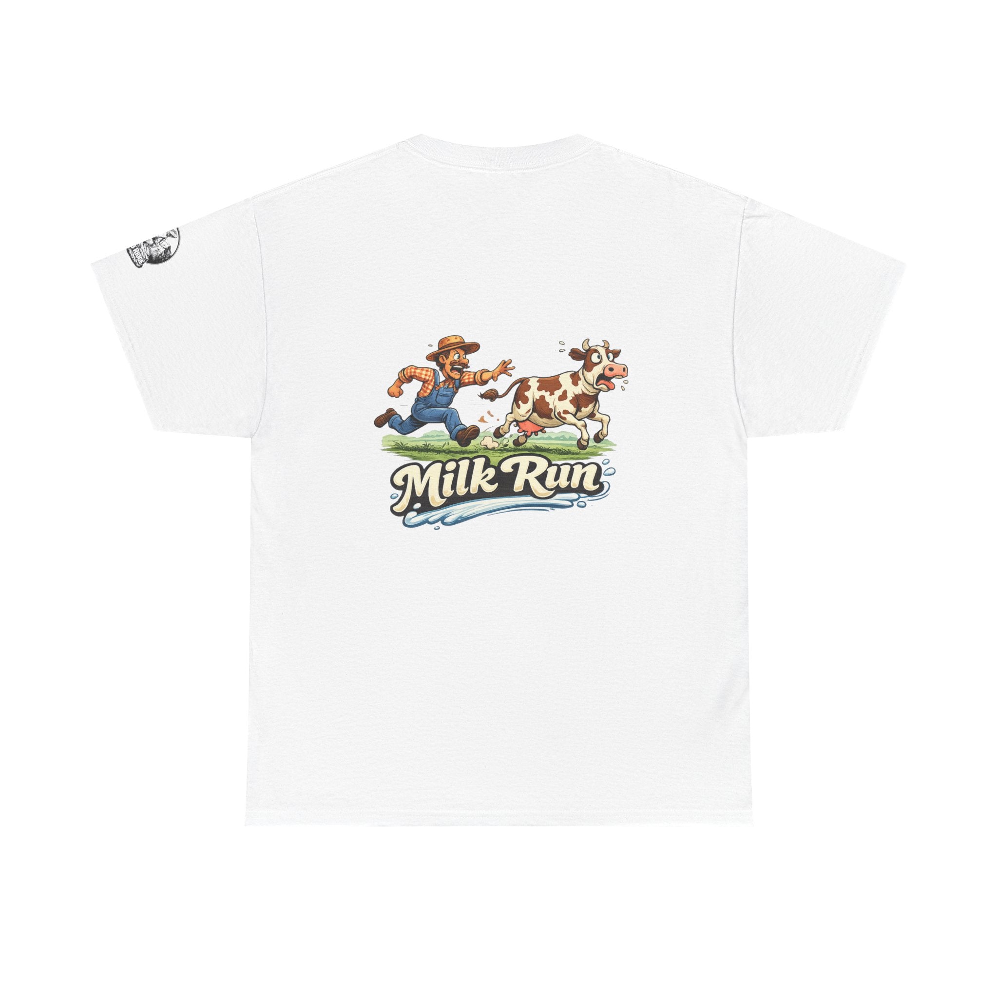 Milk Run T-Shirt — Retro Farmer & Cow Graphic Tee