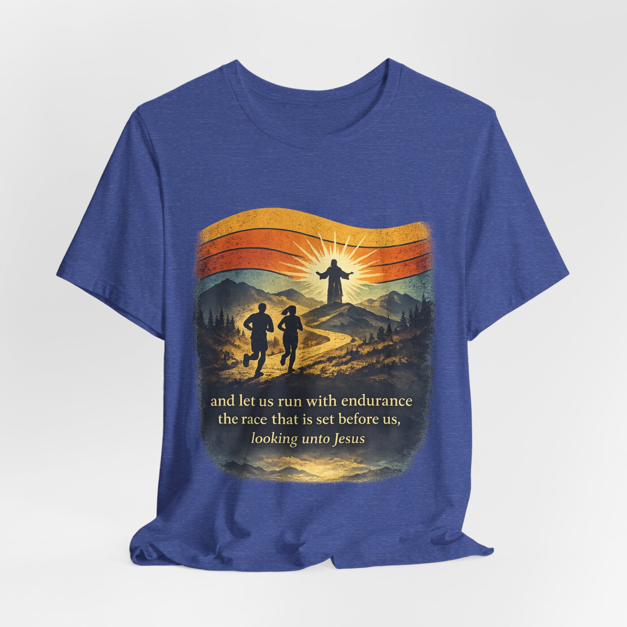 Christian Running Tee — "Run with Endurance, Looking Unto Jesus" T-Shirt