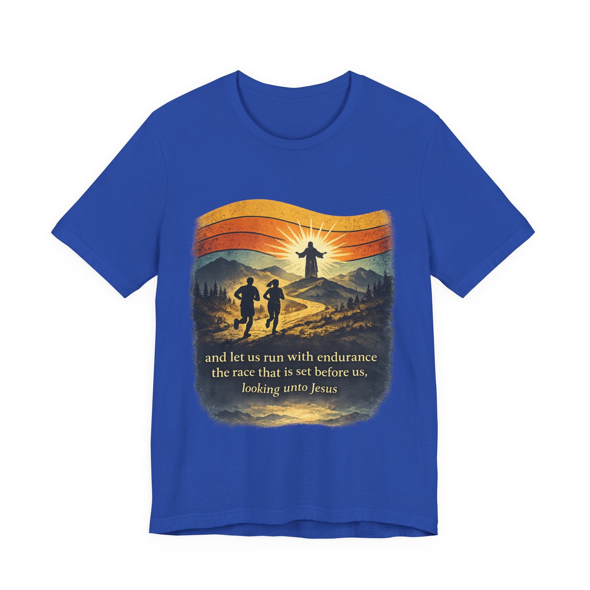 Christian Running Tee — "Run with Endurance, Looking Unto Jesus" T-Shirt