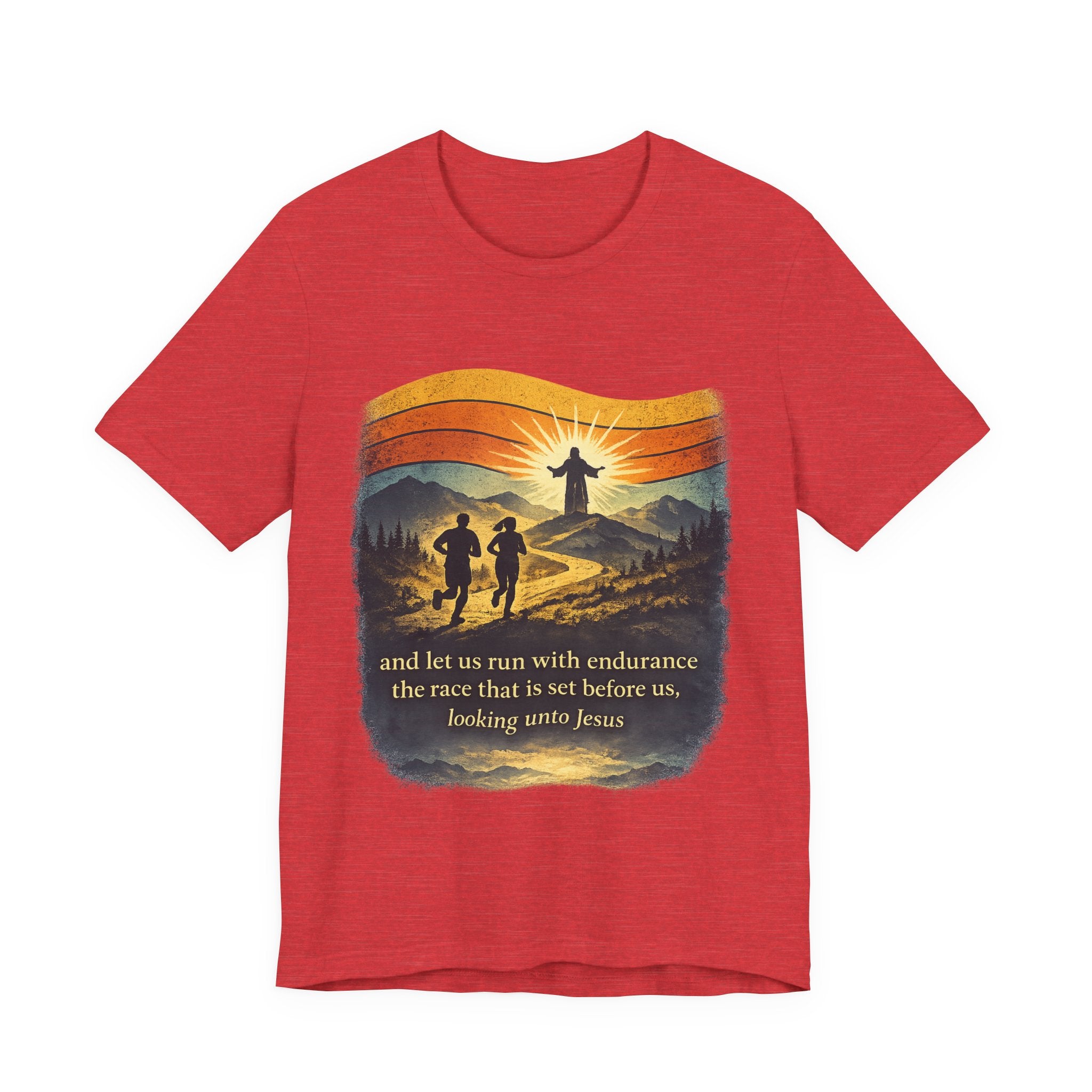 Christian Running Tee — "Run with Endurance, Looking Unto Jesus" T-Shirt