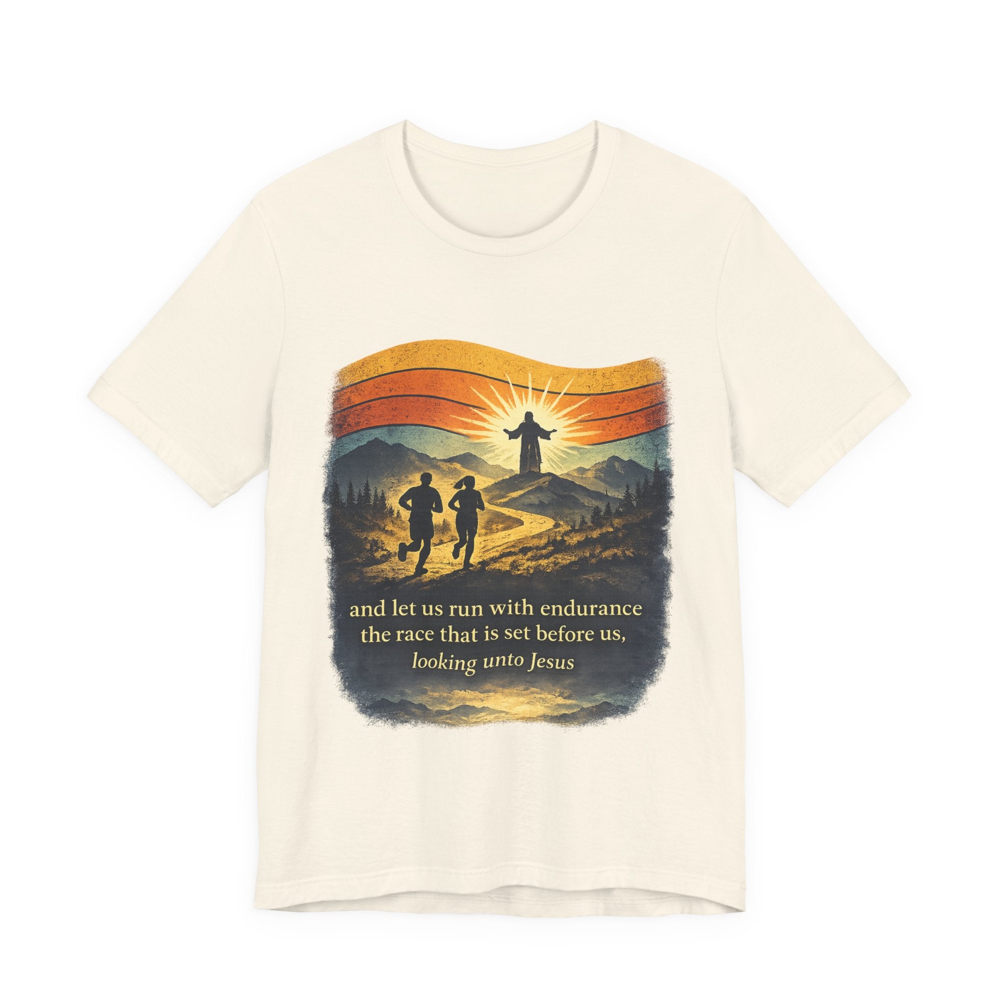 Christian Running Tee — "Run with Endurance, Looking Unto Jesus" T-Shirt