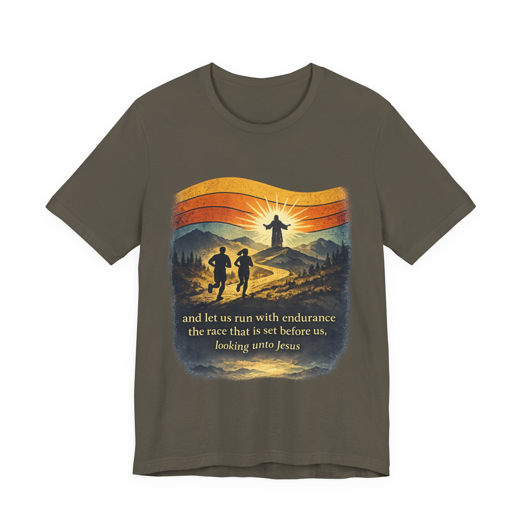 Christian Running Tee — "Run with Endurance, Looking Unto Jesus" T-Shirt