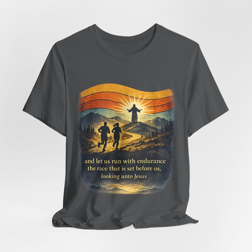 Christian Running Tee — "Run with Endurance, Looking Unto Jesus" T-Shirt