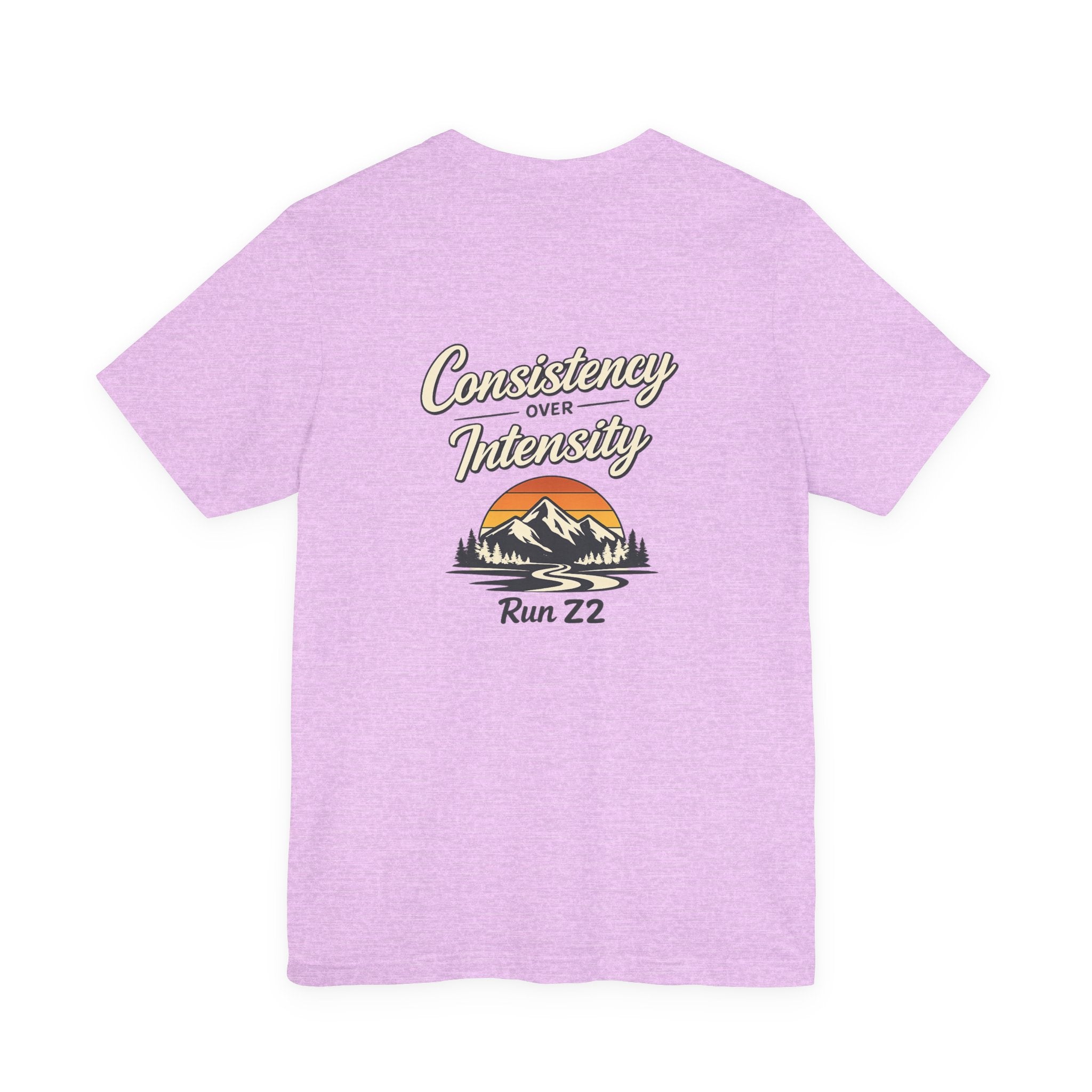 Consistency Over Intensity Run Tee — Retro Mountain Running T-Shirt ("Run 22")