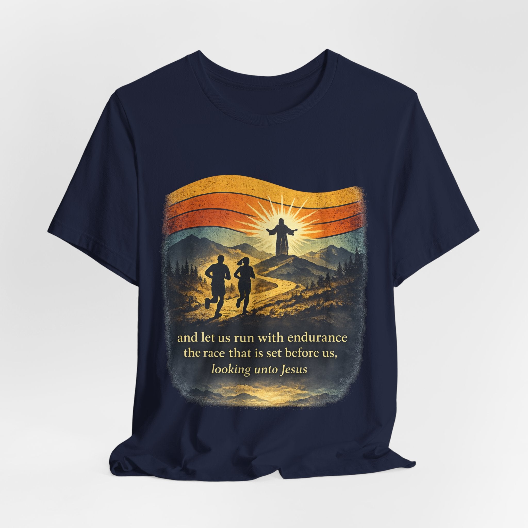 Christian Running Tee — "Run with Endurance, Looking Unto Jesus" T-Shirt