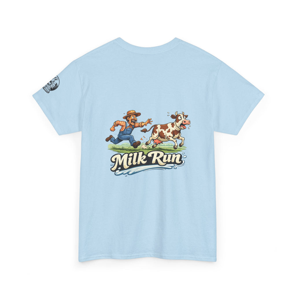 Milk Run T-Shirt — Retro Farmer & Cow Graphic Tee