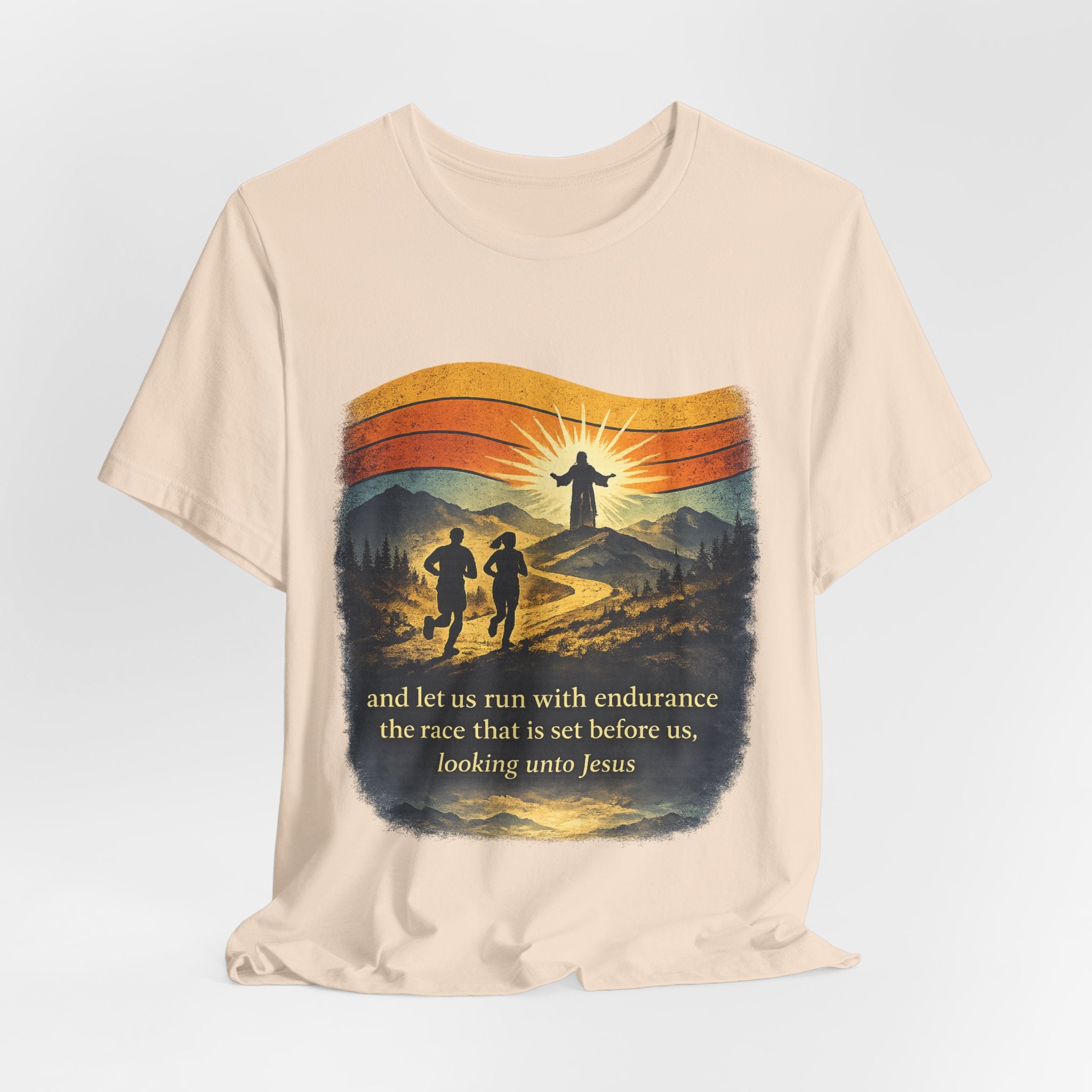 Christian Running Tee — "Run with Endurance, Looking Unto Jesus" T-Shirt
