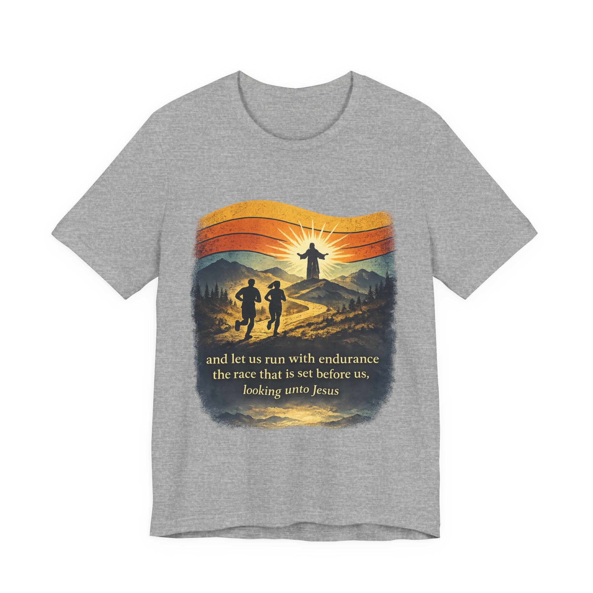 Christian Running Tee — "Run with Endurance, Looking Unto Jesus" T-Shirt