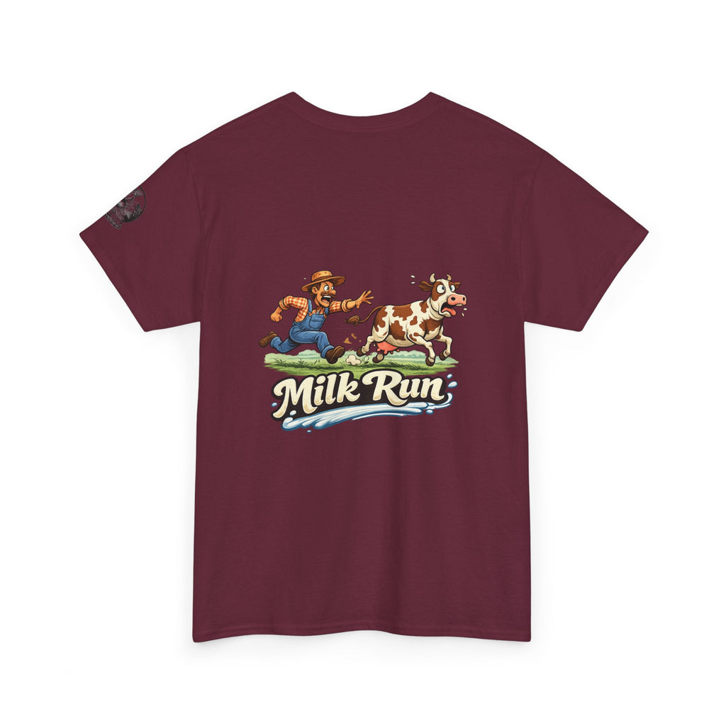 Milk Run T-Shirt — Retro Farmer & Cow Graphic Tee