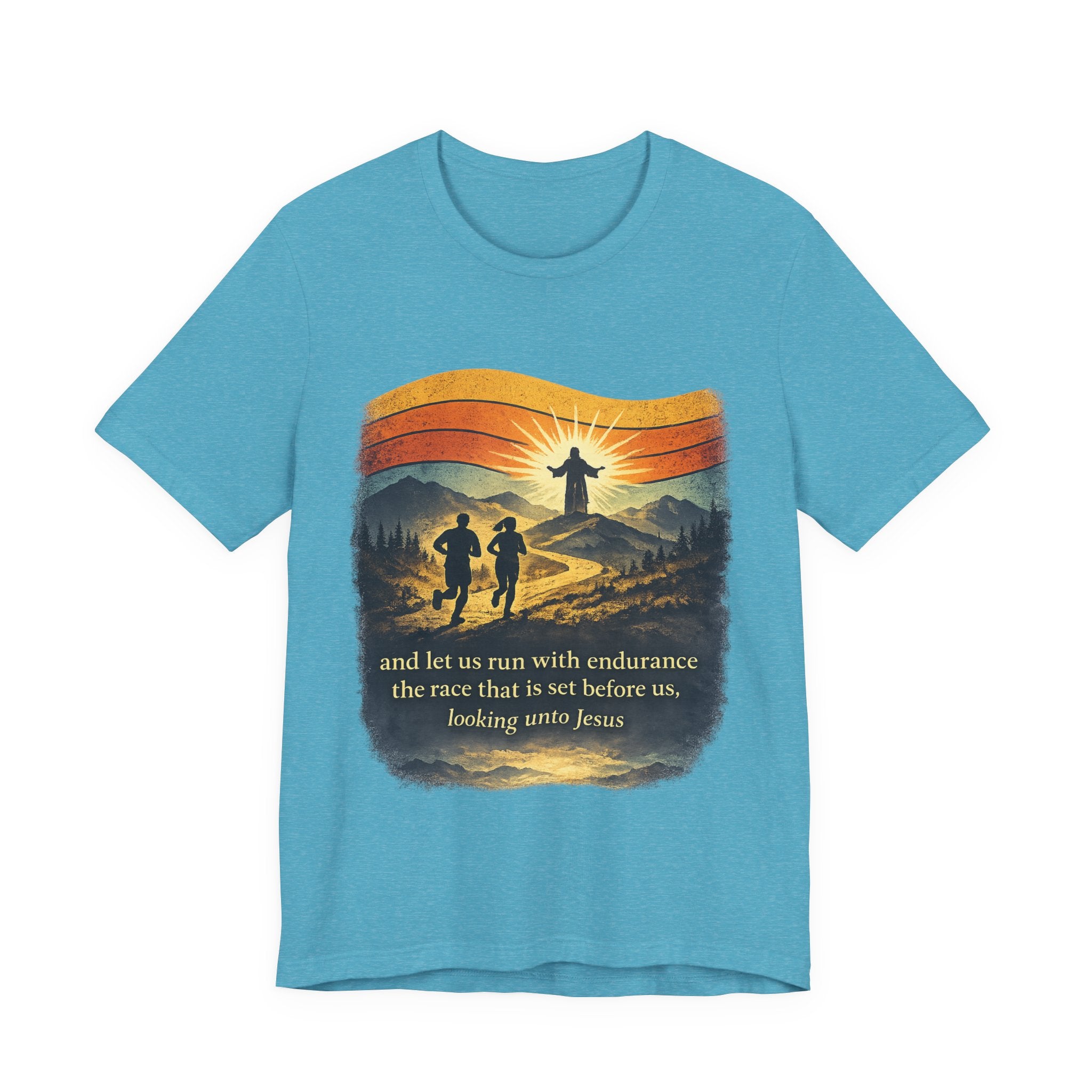 Christian Running Tee — "Run with Endurance, Looking Unto Jesus" T-Shirt
