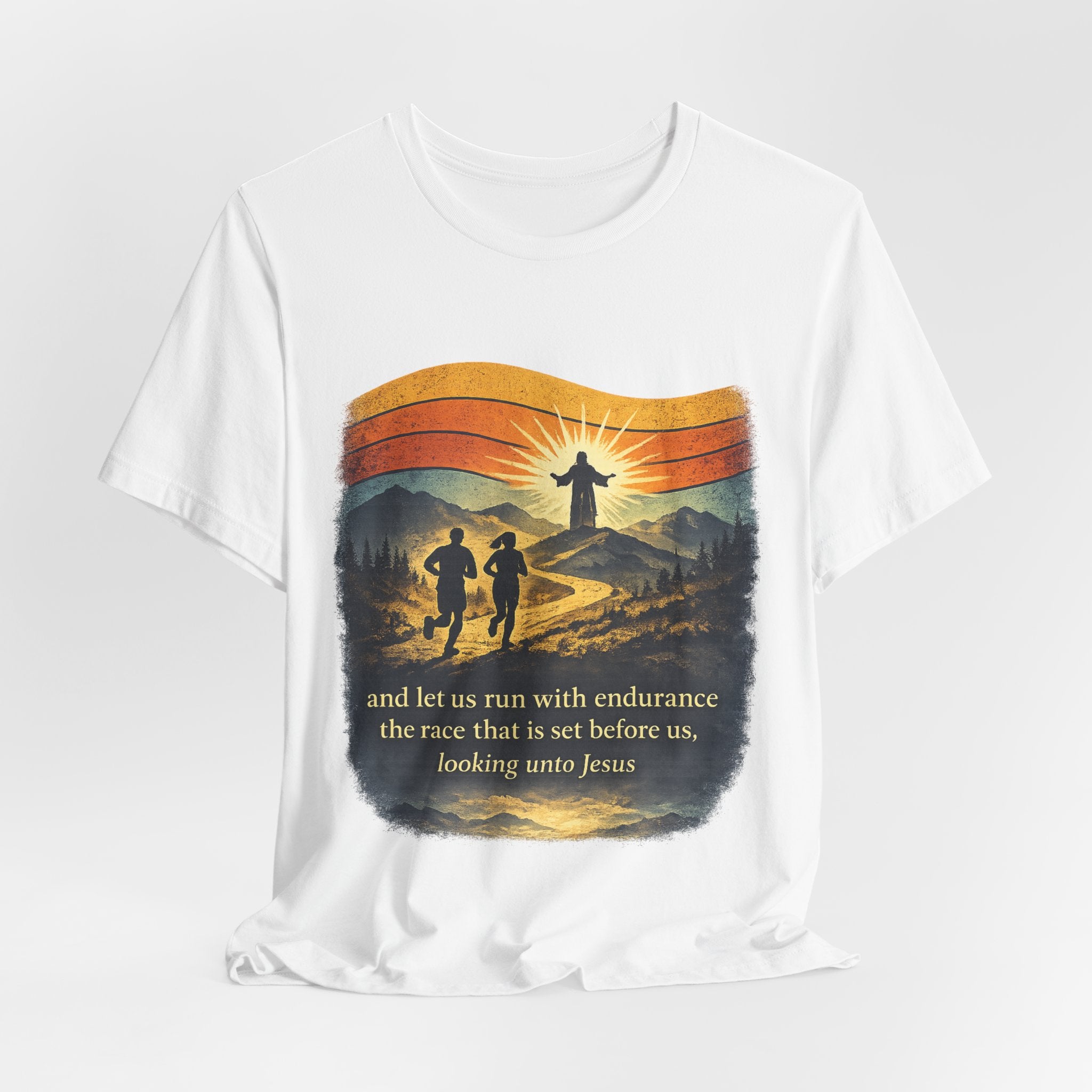 Christian Running Tee — "Run with Endurance, Looking Unto Jesus" T-Shirt