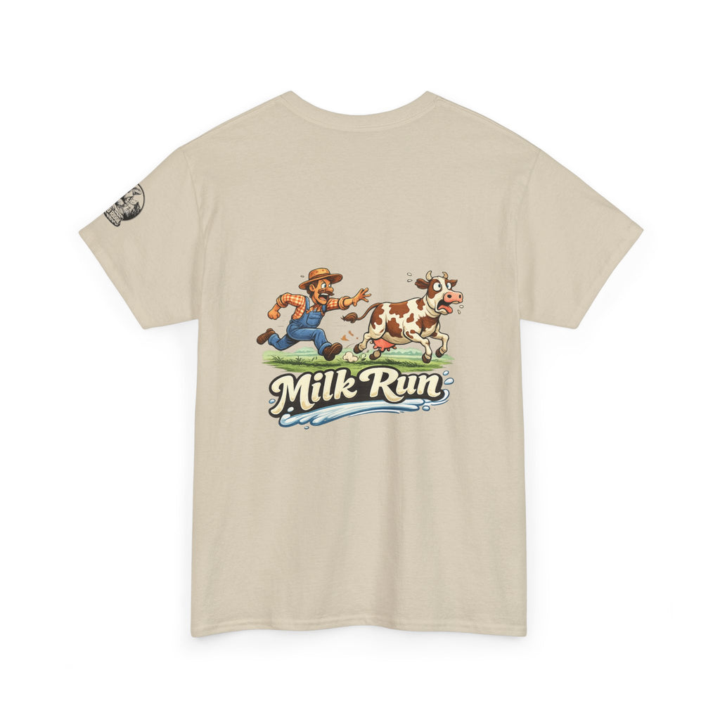 Milk Run T-Shirt — Retro Farmer & Cow Graphic Tee
