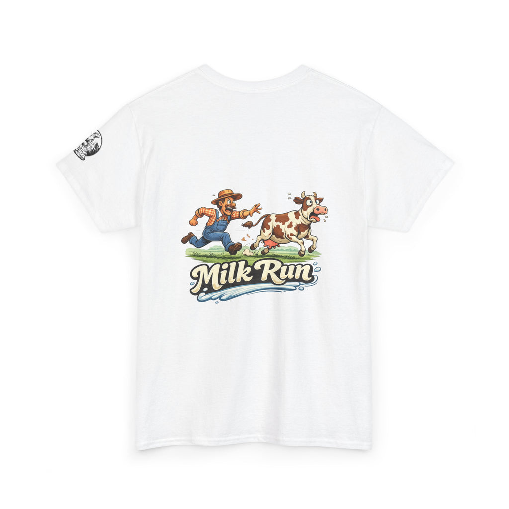 Milk Run T-Shirt — Retro Farmer & Cow Graphic Tee